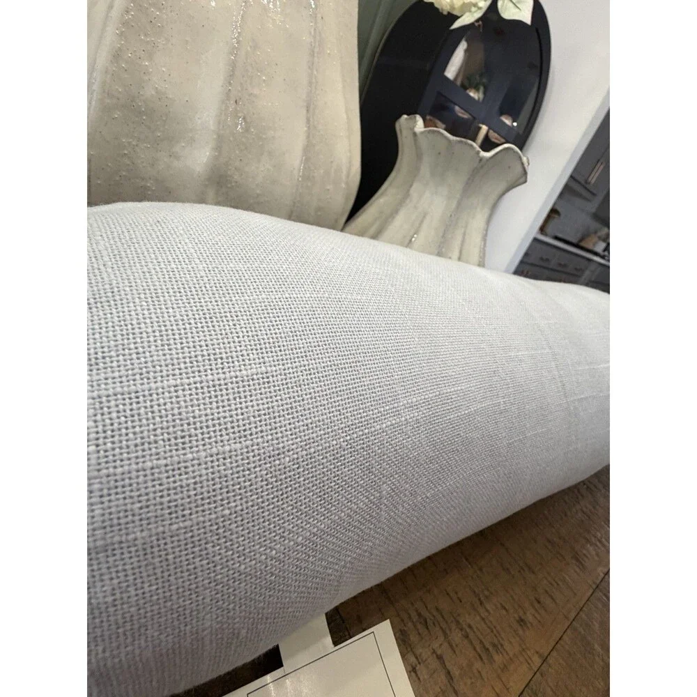 Light Blue Bolster Pillow Tie Ends Textured Accent Coastal Decor NEW